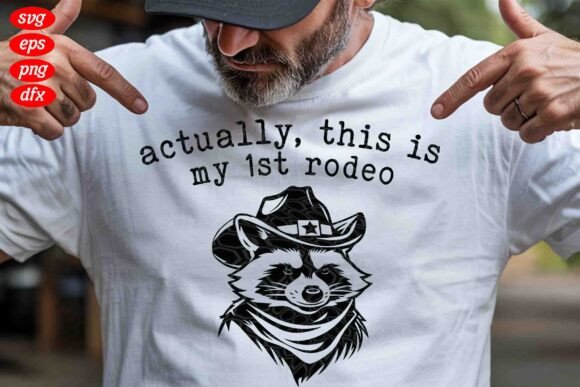 Cowboy Raccoon First Rodeo PNG SVG