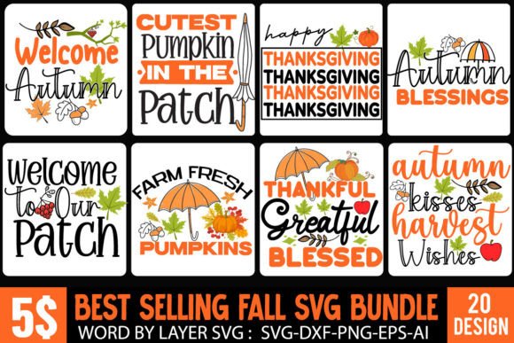 Fall SVG Bundle for T-Shirt Designs & Graphics
