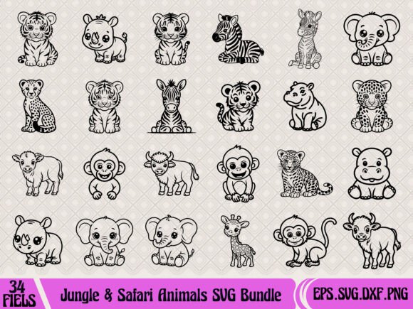 Jungle Safari Animals SVG Bundle for Graphics and T-Shirt Designs
