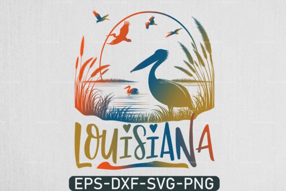 Louisiana Pelican Sunset: Graphics & T-Shirt Designs