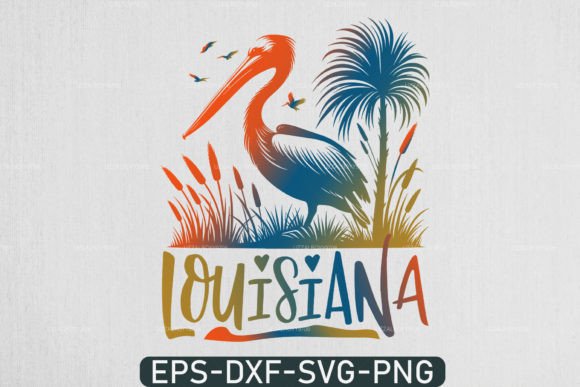 Louisiana Pelican Sunset SVG – Graphic for T-Shirt Designs