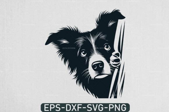 Peeking Border Collie Dog SVG Graphics for Crafts