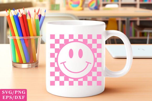 Pink Checkers Smile Distressed SVG, PNG: Graphics for T-Shirt Designs